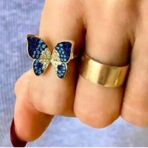 Melinda Maria The Paloma Blue Simulated Sapphire Butterfly Ring